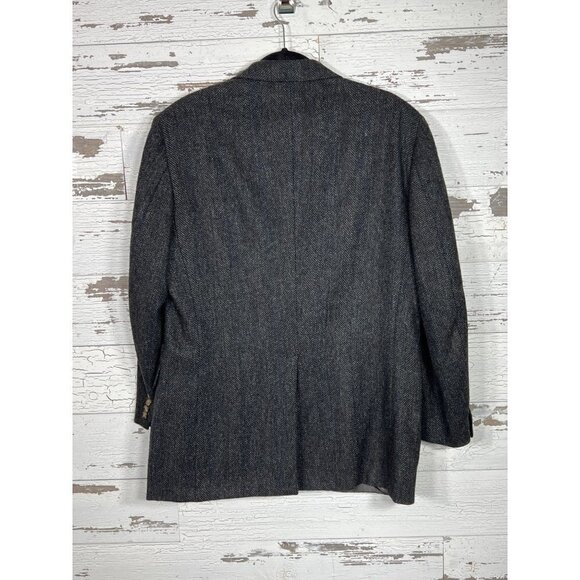 CARL STERR Wool Blend Blazer Gray Herringbone Sz 46R - Picture 2 of 6
